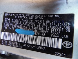 2004 TOYOTA CAMRY LE SILVER 2.4 AT Z19826